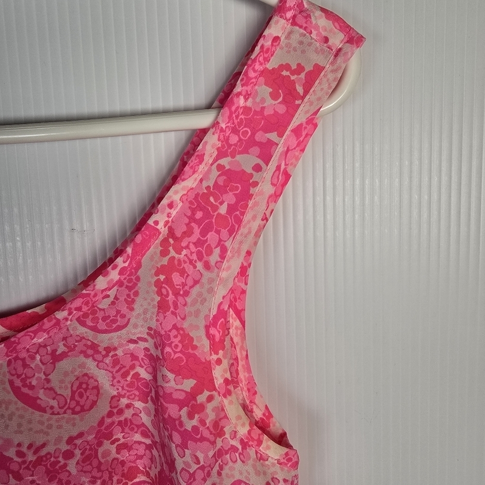 Lilly Pulitzer Women's Cosmos Sleeveless Silk Tank In Pink Pout Size XS - Picture 8 of 13